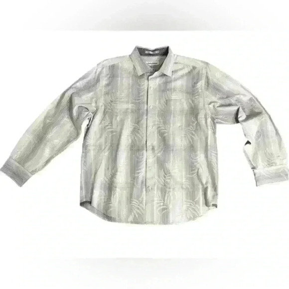 Mens Tommy Bahama Size‎ Large L Gray Floral Pattern Long Sleeved Button Down EUC - Picture 14 of 14